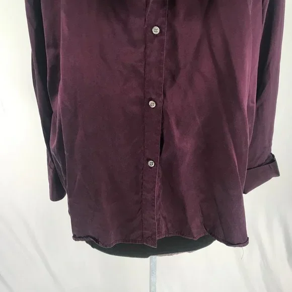 90's Vintage Ralph Lauren Eggplant Purple Silk Pussybow Button Up Blouse - Picture 7 of 12